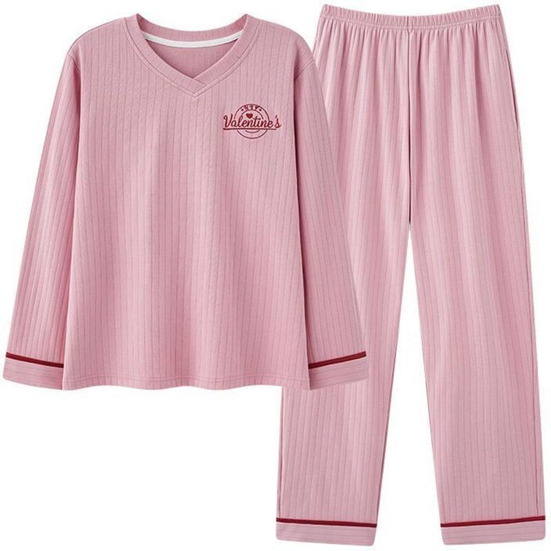 

Женский костюм из 2 предметов, хлопковая пижама, футболка и брюки, хлопковый свободный повседневный летний костюм из двух предметов, топ и брюки XXXL розовый