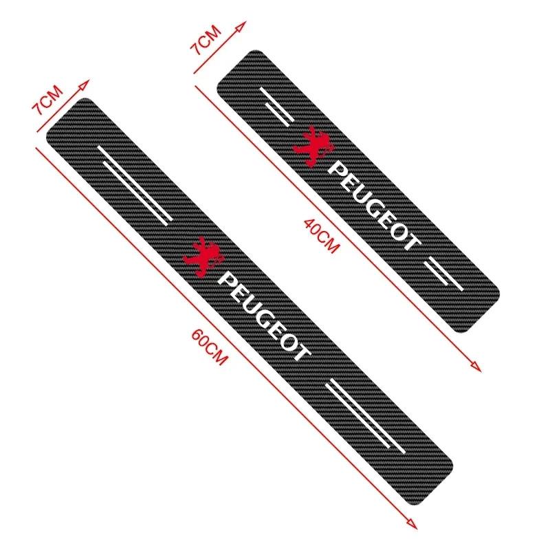 Car Door Plate Carbon Fiber Threshold Protector Sticker Decals For Peugeot 408 4008 308 3008 Rifter 5008 508 2008 208 301 RCZ