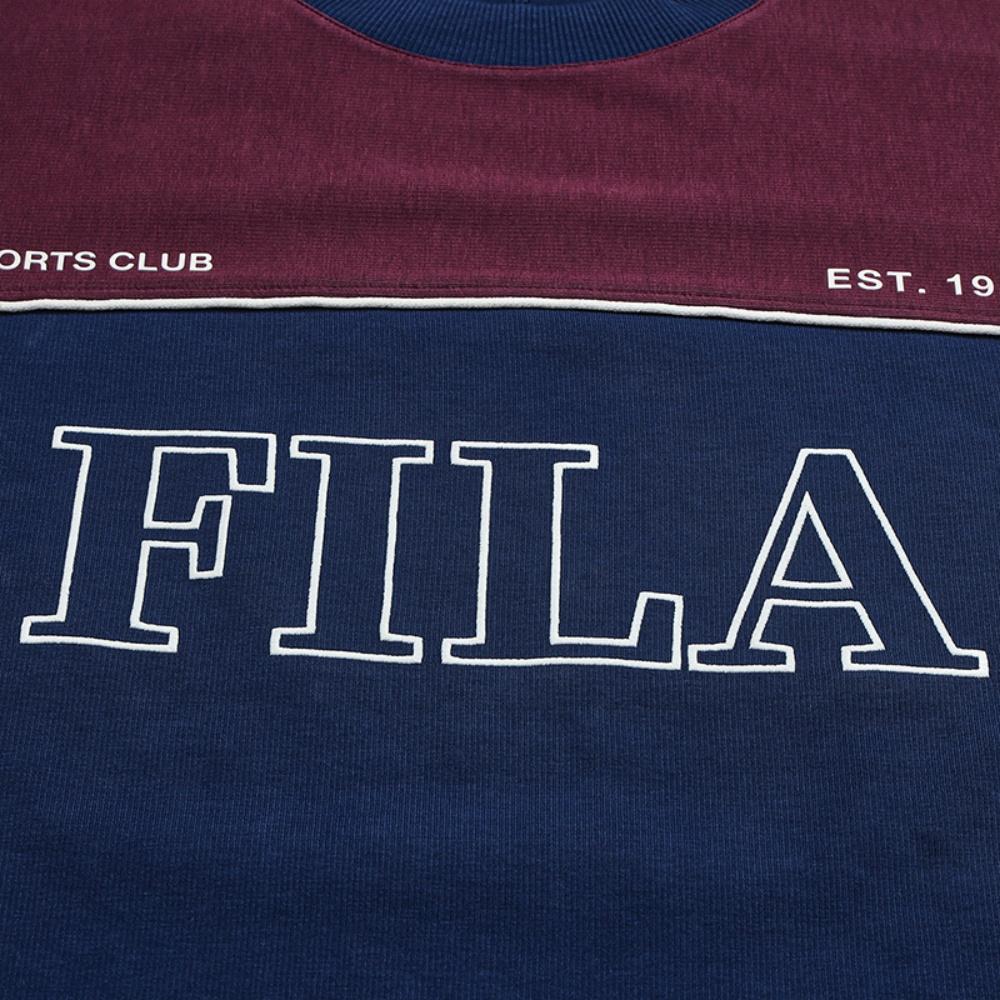 FILA Original Fashion Trend Classic Retro Sports Casual Comfortable Soft Crew Neck Pullover Loose Sweatshirt Men sweatshirt Dark-Blue F11M619222FNV
