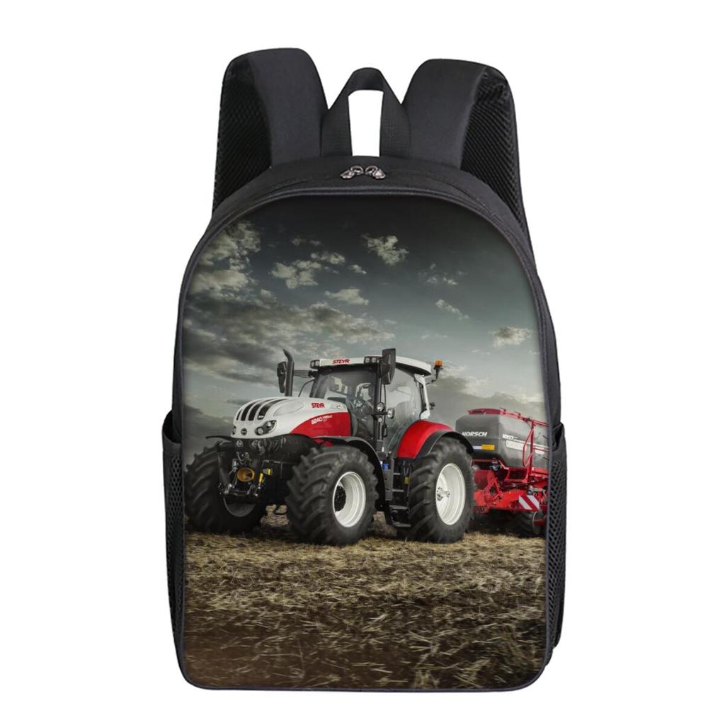 Excavator Printing Single Layer Backpack for Boy and Girls Best Gifts 2D Flat Cartoon School Bags for Children