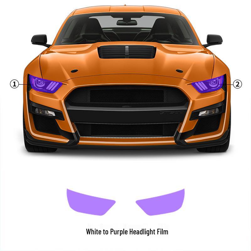 Ford Chevrolet GT500 TPU Light-Controlled Color-Changing Protective Film: White to Purple/Black.