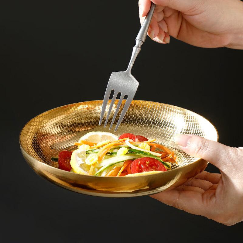 Hanlu Japanese Gold Stainless Steel Dinner Plate