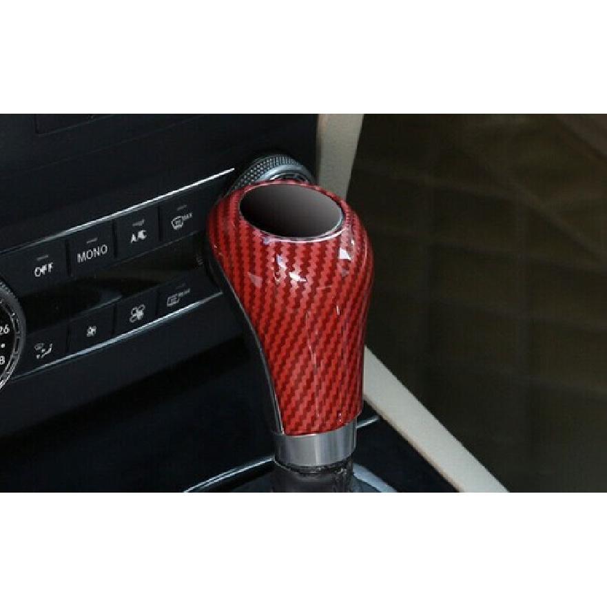 Fit For Benz GLK 2009-2015 ABS Red Carbon Fiber Inner Gear Shift Knob Cover Trim