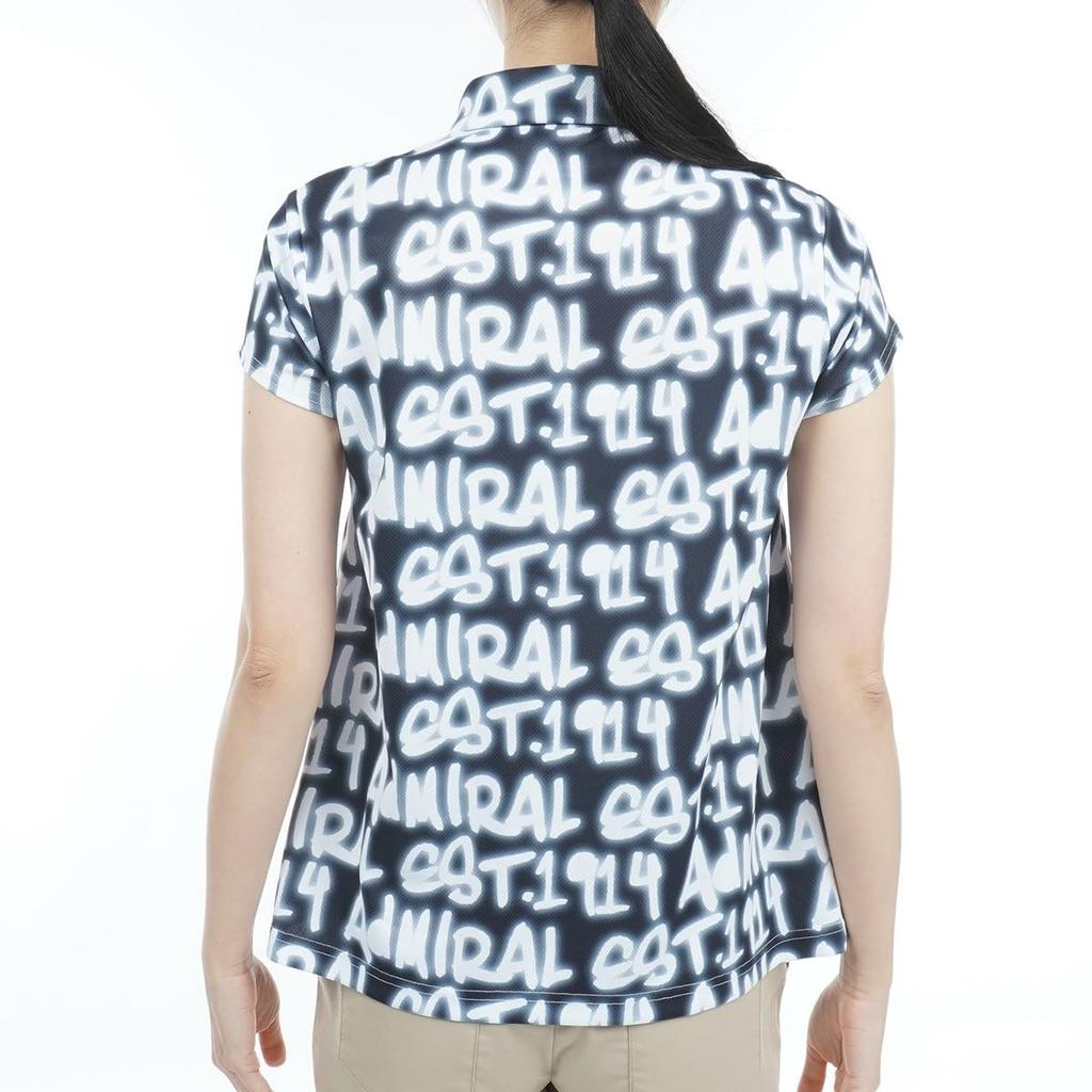 Admiral Golf ADLA309 Women's A-Line Golf Shirt with Spray Logo Print, Navy