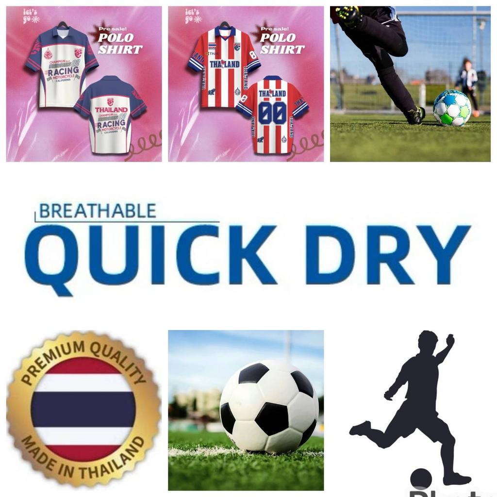 THAILAND Football Soccer Polo Vintage Shirt National Flag Elephant Logo Badge Map Unisex Men Women JERSEY Print Quick Dry Short Sleeve Uniform