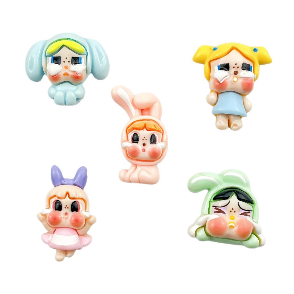 Crying Cartoon Girl Resin Accessories: Handmade Hair Clip, Shoe Buckle, Fridge Magnet, Cup Sticker, Phone Case Decor