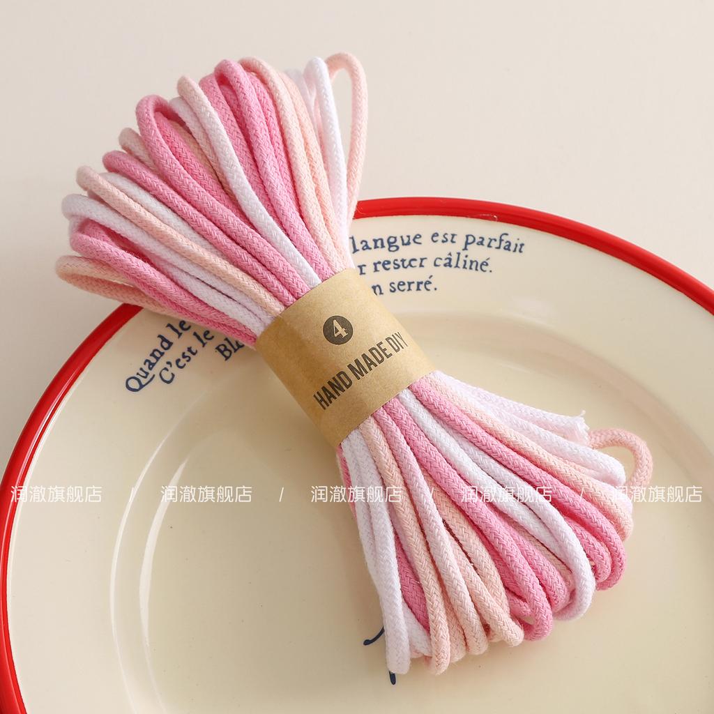 4mm 10m Color Gradient Cotton Thread Home Textile Decorative Rope Clothing Grain Rope Handmade Weaving Rope Craft Accessories