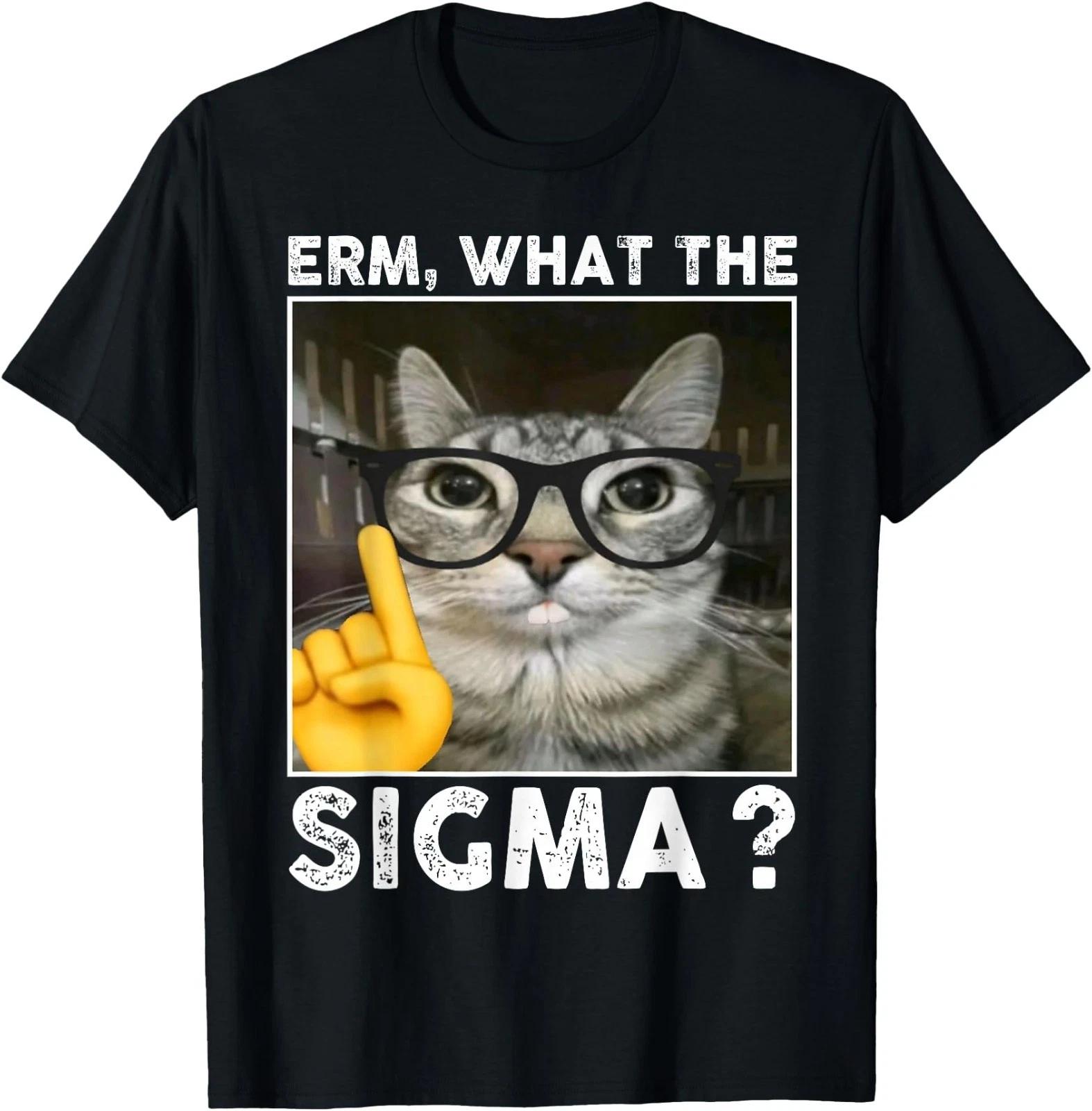 Erm, What the Sigma? Cat Meme Funny Cat with Sunglasses T-Shirt 2XL