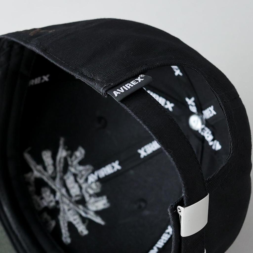 AVIREX ARMY Military Embroidered 6-Panel Low Cap Baseball Cap Hat Men's Full Cap (JP, Alphabet, Free Size, US BASE black)