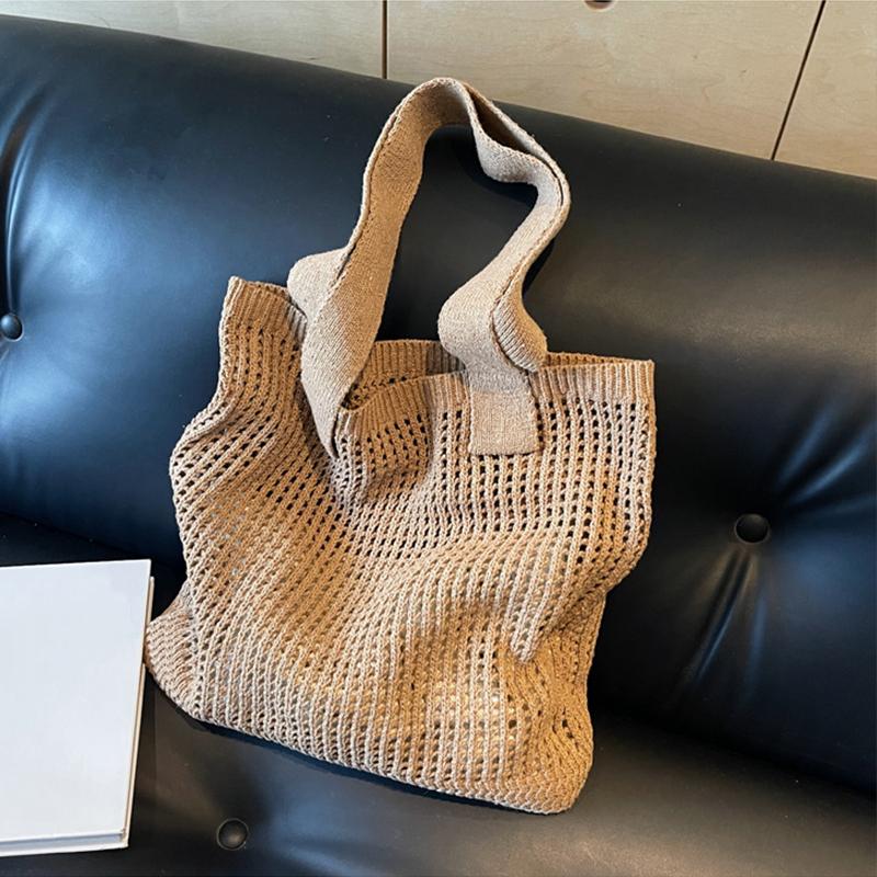 Women Shoulder Bags Large Capacity Crochet Tote Bag Fashion New Knitting Handbags Female Hollow Woven Shopping Bag