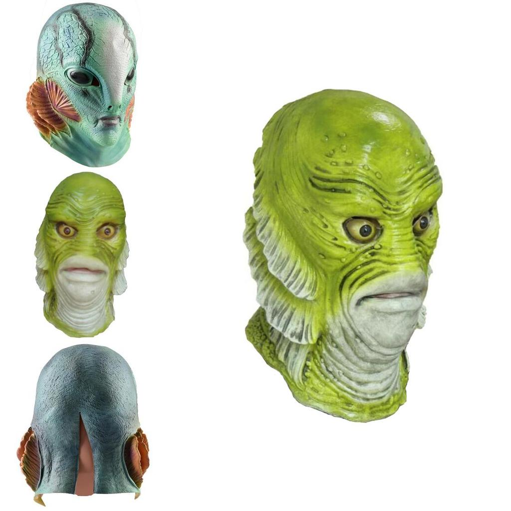 Monster Human Fish Head Mask With Latex Material For Role Play And Festival Costumes