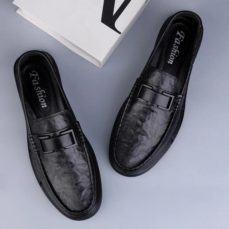 Mode Äkta Läder Herr Loafers Klassiska Herrskor för Bröllop Herr Flats Utskurna Herr Slip-on Skor Nya Herr Casual Skor