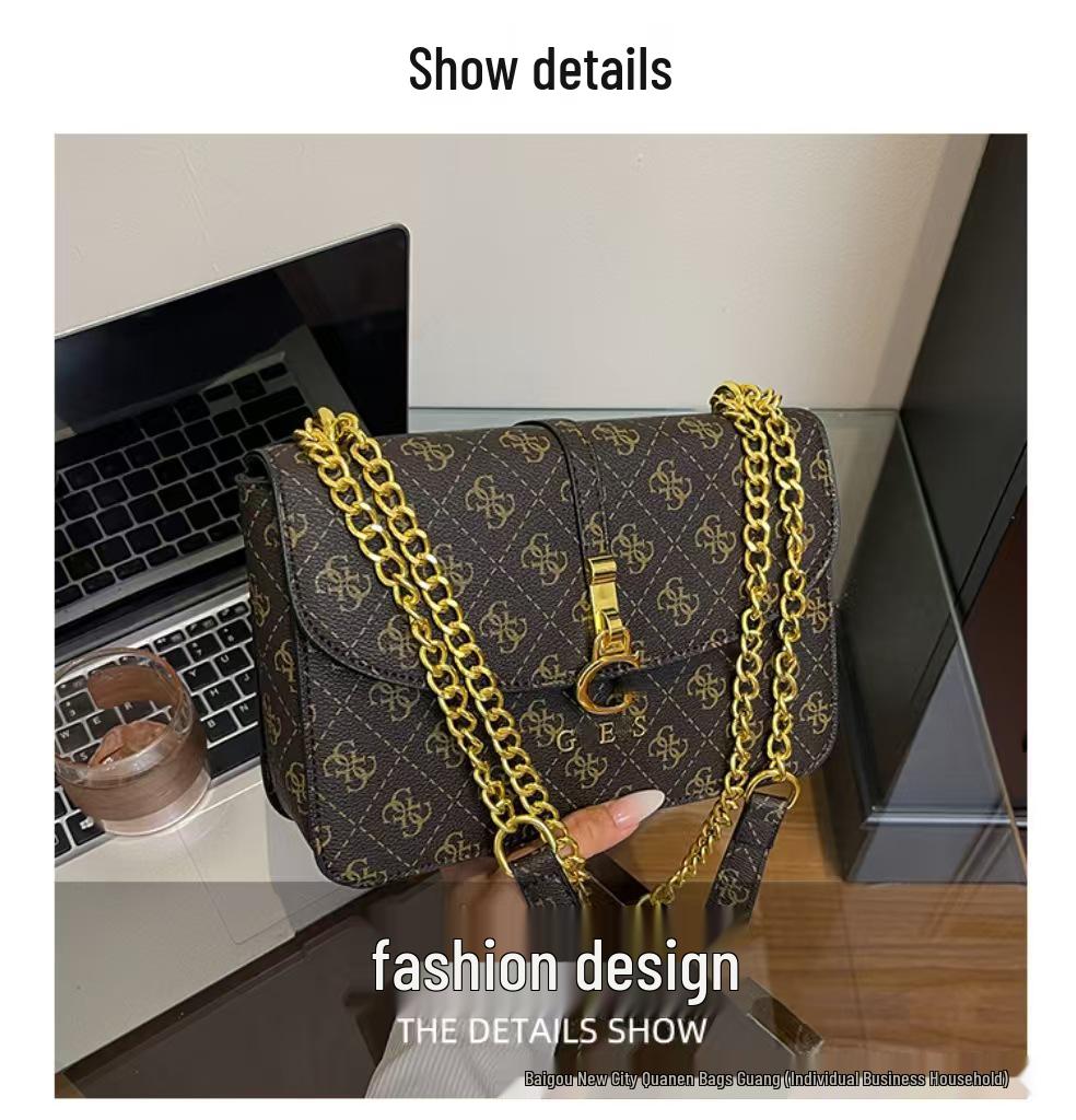 Bolsa Quadrada Pequena de Corrente Texturizada Moderna Europa & América - Moda Feminina 2025 Bolsa de Ombro & Transversal