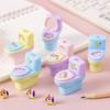 Kawai Stationery Student Toilet Shape Pencil Sharpener Cartoon Bear Sharpener with Eraser Cartoon Wholesale School Supplies