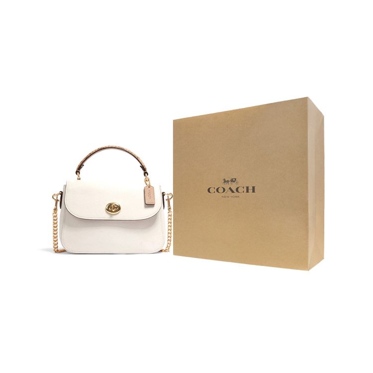 Coach Marlie 24 Turn-Lock Flap With Snakeskin Shoulder Strap Crossbody Bag Chain Bag Small Square Bag Cambridge Bag Leather Handbag Medium C1560-IMCAH