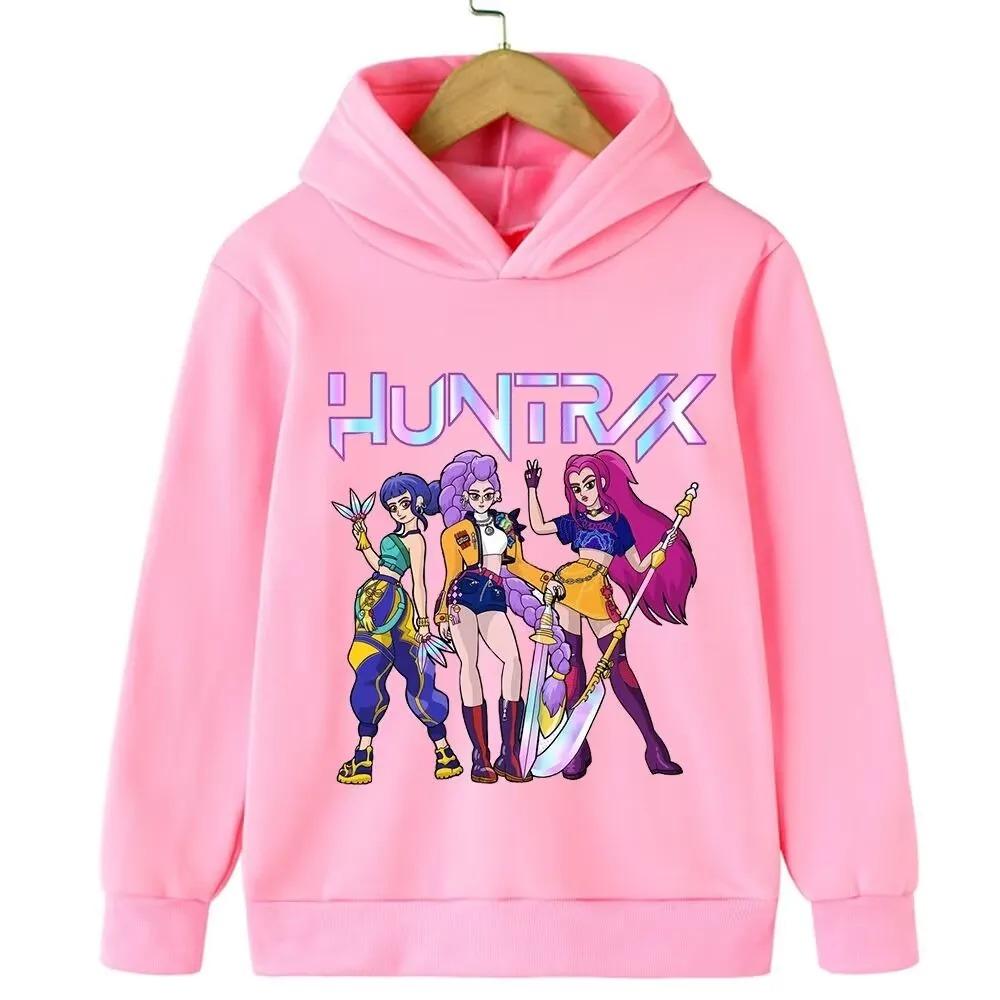2025 New Kpop Witch Hunt Children's Hoodie Fashionable and Versatile Cartoon Pattern Printed Girls' Sportswear
