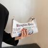 Women Messenger Bag Chain Shoulder Bag Personality Fashion Small Square Newspaper Printing Leather Handbags MIT
