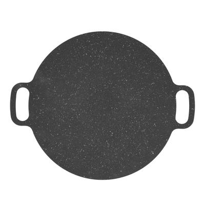 Korean Grill Pan Non Stick Coating Round BBQ Griddle Iron for Indoor Outdoor Cooking 25cm / 9.84in