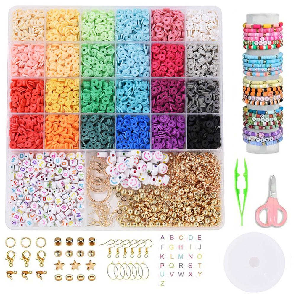 

Набір для браслета з глиняних намистин на 24 сітки: Набір намистин 3 мм 23 кольорів для виготовлення ювелірних виробів своїми руками