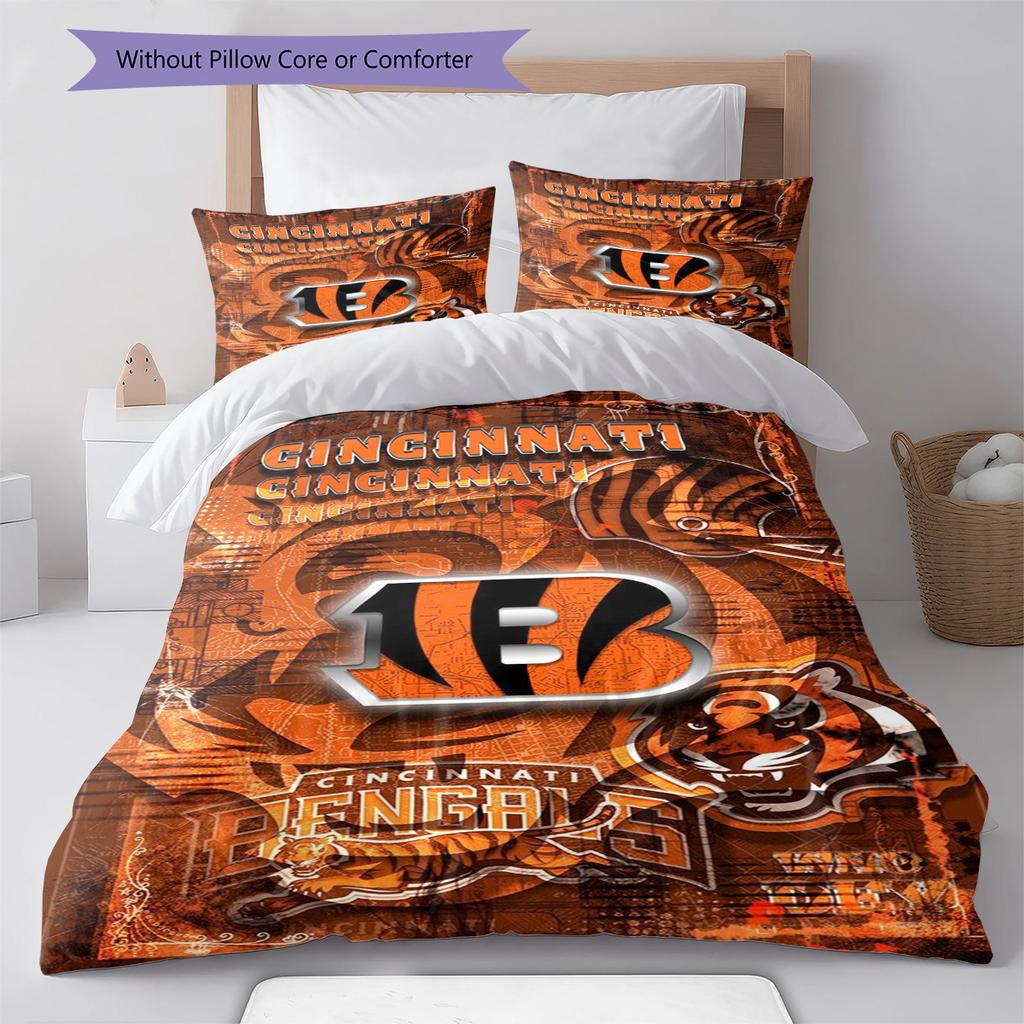 Cincinnati Bengals Pattern Bedding Set Quilt Cover Pillowcase Home Decor Gift (1 * duvet cover + 2 * pillowcase, without core)