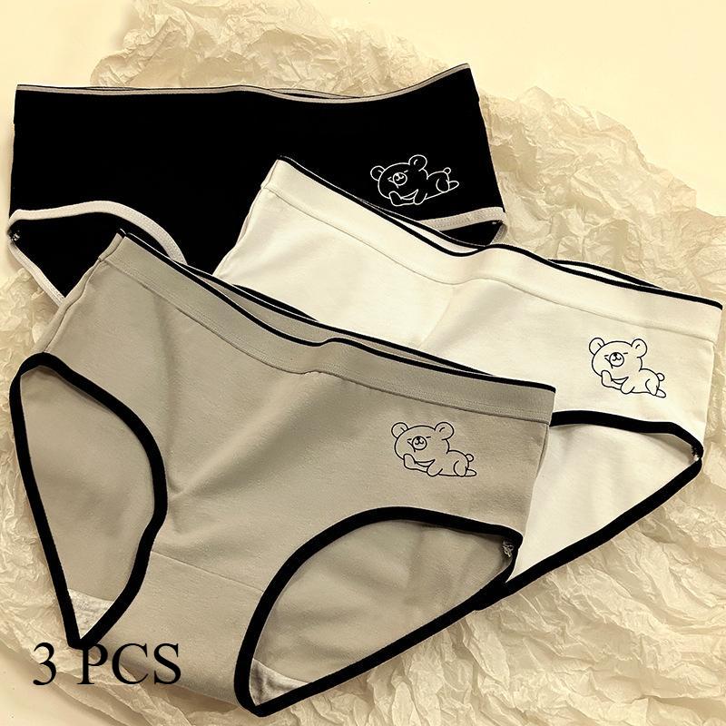 3 PCS Women's Underwear Comfortable Mid Rise Panties Cute Bear Female Underpants M-XL Seamless Women Lingerie Ladies Underpants