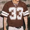 NO.33 Jersey Shirts Mesh Number Graphic Crew Neck Short Sleeve Streetwear Tee Tops