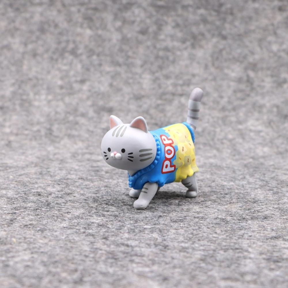 PVC Cat Model Doll Toys Walking Animal Mini Cat Ornaments Snack Cat Figure Toys  Desktop Decor