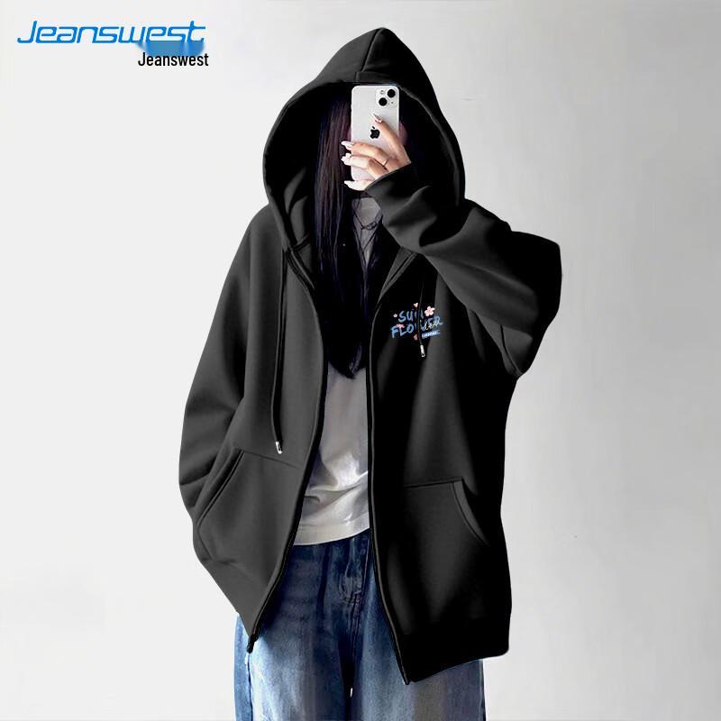 Jeanswest Women's Loose Fit Floral Hooded Sweatshirt