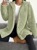 Cappotto di Peluche Morbido da Donna Autunno/Inverno 2025 Europa, Colore Unito, Manica Lunga, con Cappuccio, Vestibilità Larga
