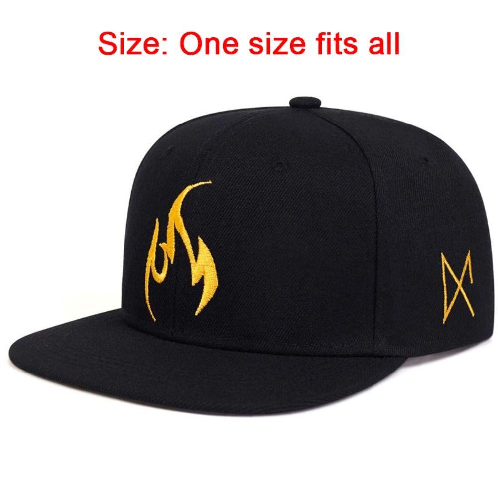 Flame Embroidery Baseball Caps Polyester Snapback Baseball Hat Unisex Punk Hat  Street Dance