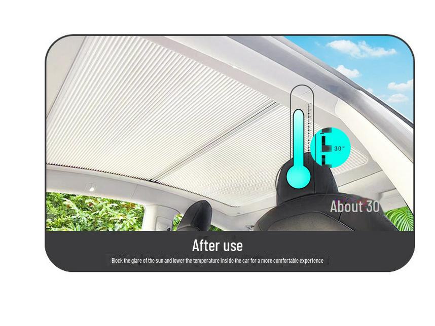 Tesla Model 3/Y Magnetic Retractable Sunshade for Roof Skylight
