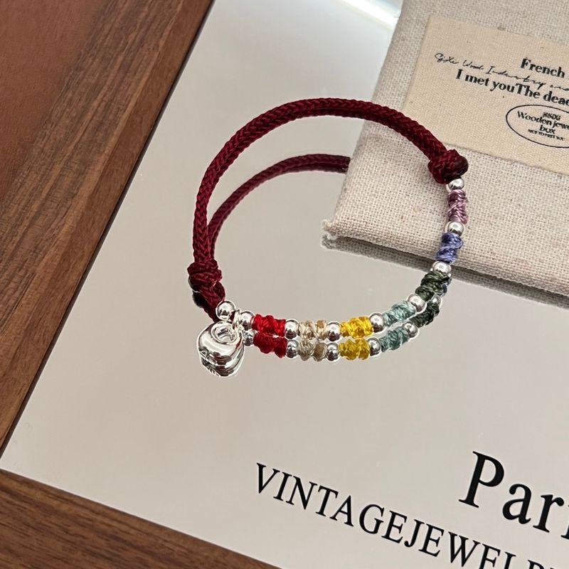 

Серебро 925 пробы Дофамин Цветные веревочки Ремешок для переноски Массивный Пухлый Благословение Парный браслет Нишевый стиль Мужской и женский Красная веревочка Подарочный браслет Burgundy