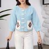 ZANZEA Women Casual Round Neck Patchwork Loose Summer 3/4 Sleeve Blouse