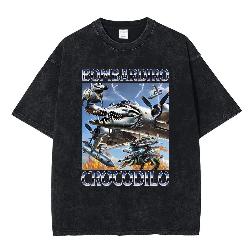 Italienischer Hirnfurz Lustige Meme T-Shirts Tralalero Tralala Tung Tung Tung Sahur Bombardiro Krokodil Brr Brr Patapim Gewaschene T-Shirts