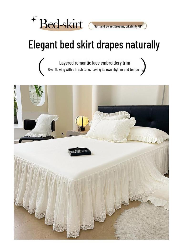 Lace Princess Floor-Length Bed Sheet with Ruffled Hem