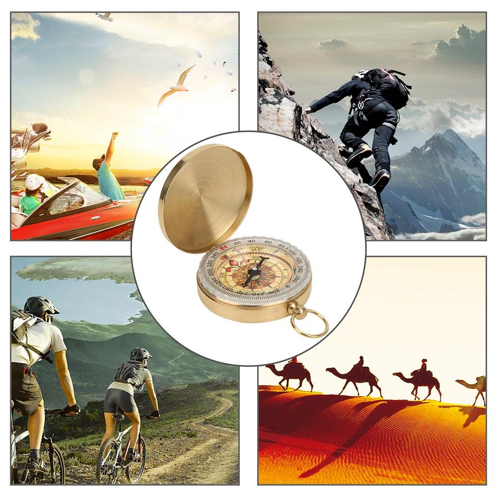 Outdoor Metal Luminous Pocket Watch Compass Copper Flip Cover for Climbing Hiking Campingcompass