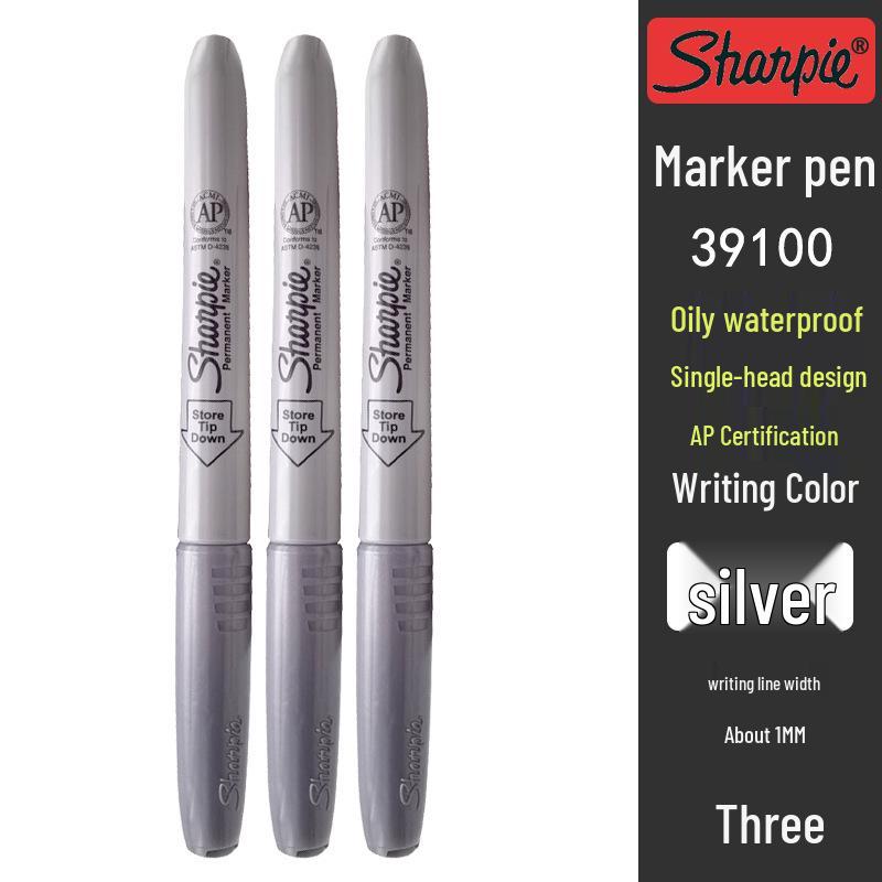 Sharpie Metallic Oil-Based Waterproof Marker Set: Gold, Silver, Black