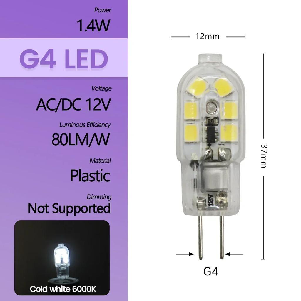 High Light LED MINI G4 AC DC 12V 24V Low Power 1.2W 1.4W 1.5W 2W 3W Efficiency Strobe Free for Crystal Chandelier Kitchen Toilet