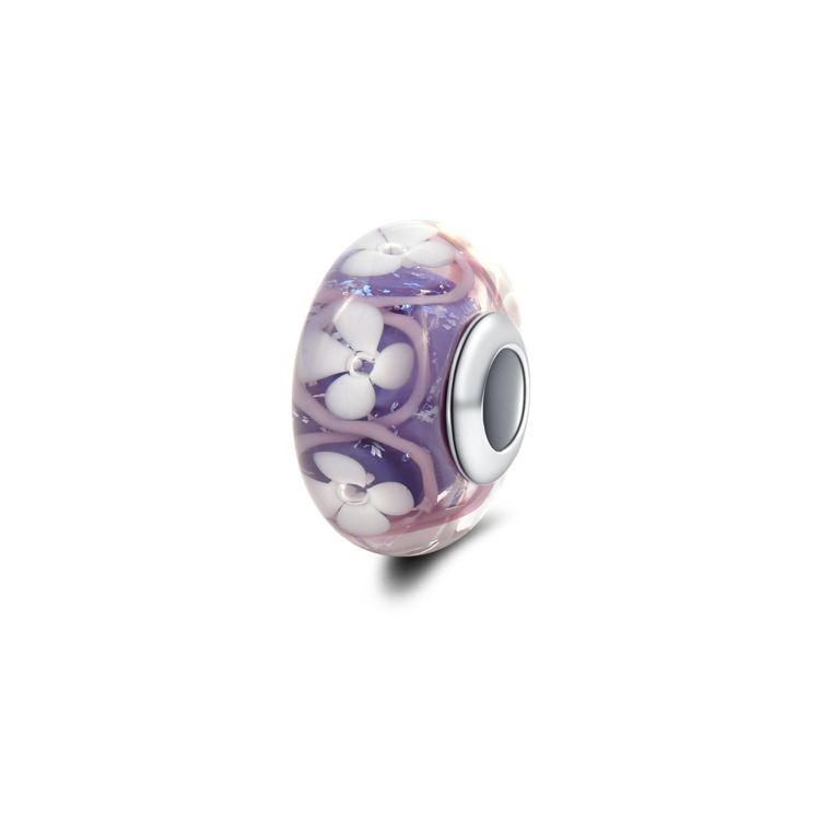 Pandora Transparent Cherry Blossom 925 Silver Glass Pendant Women pendant 791667 Purple