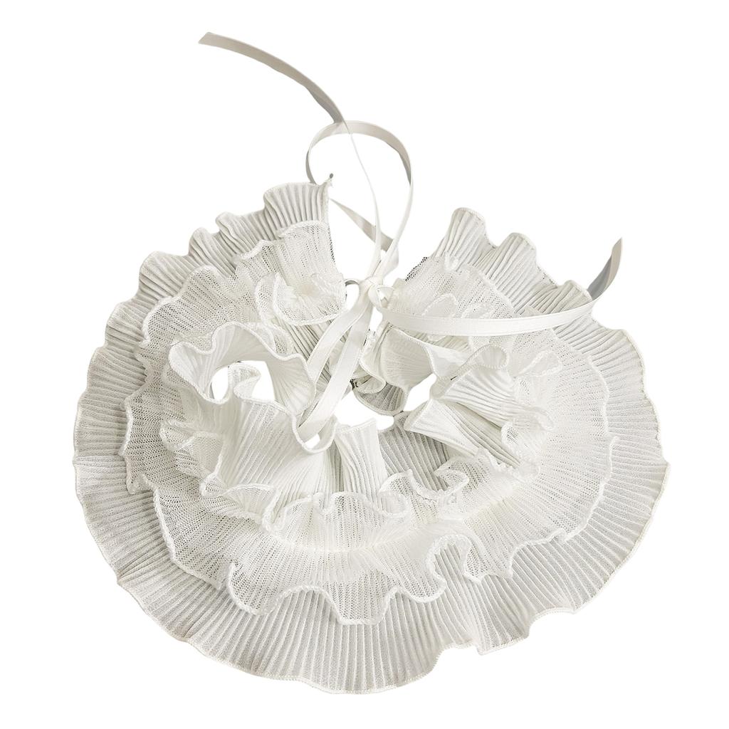 Nastavitelný šněrovací volánkový límec Vícevrstvý ozdobný límec pro dospělé Univerzální nákrčník pro formální i neformální příležitosti