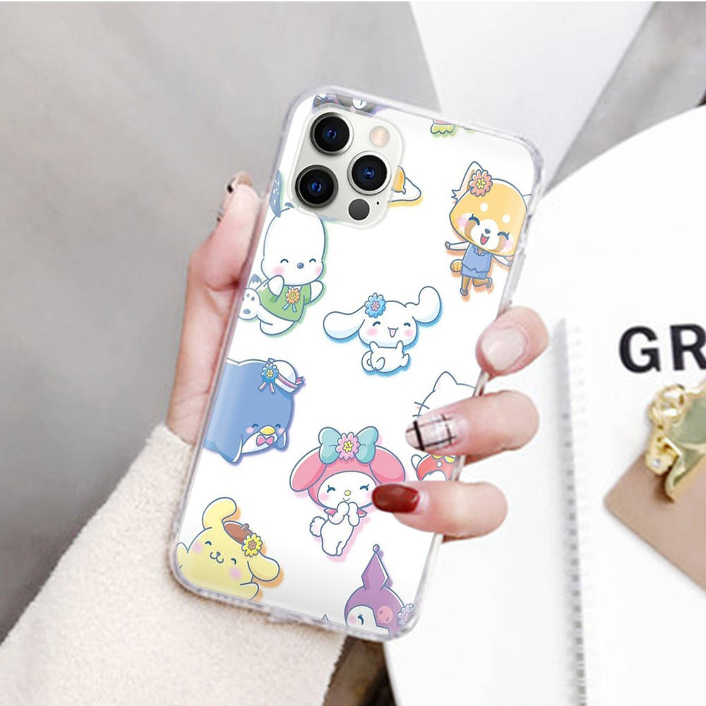 JZ11 Hello Kitty Friend Transparent Case for Samsung A04 A14 A23 M33 M53 Realme 10 9 C35 C55 VIVO Y02 X80 Infinix Hot 30 Note 11 Tecno Spark 8P Pro