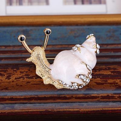 Enamel Snail Brooch Pin Rhinestone Crystal Collar Animal Brooch Jewelry Gift