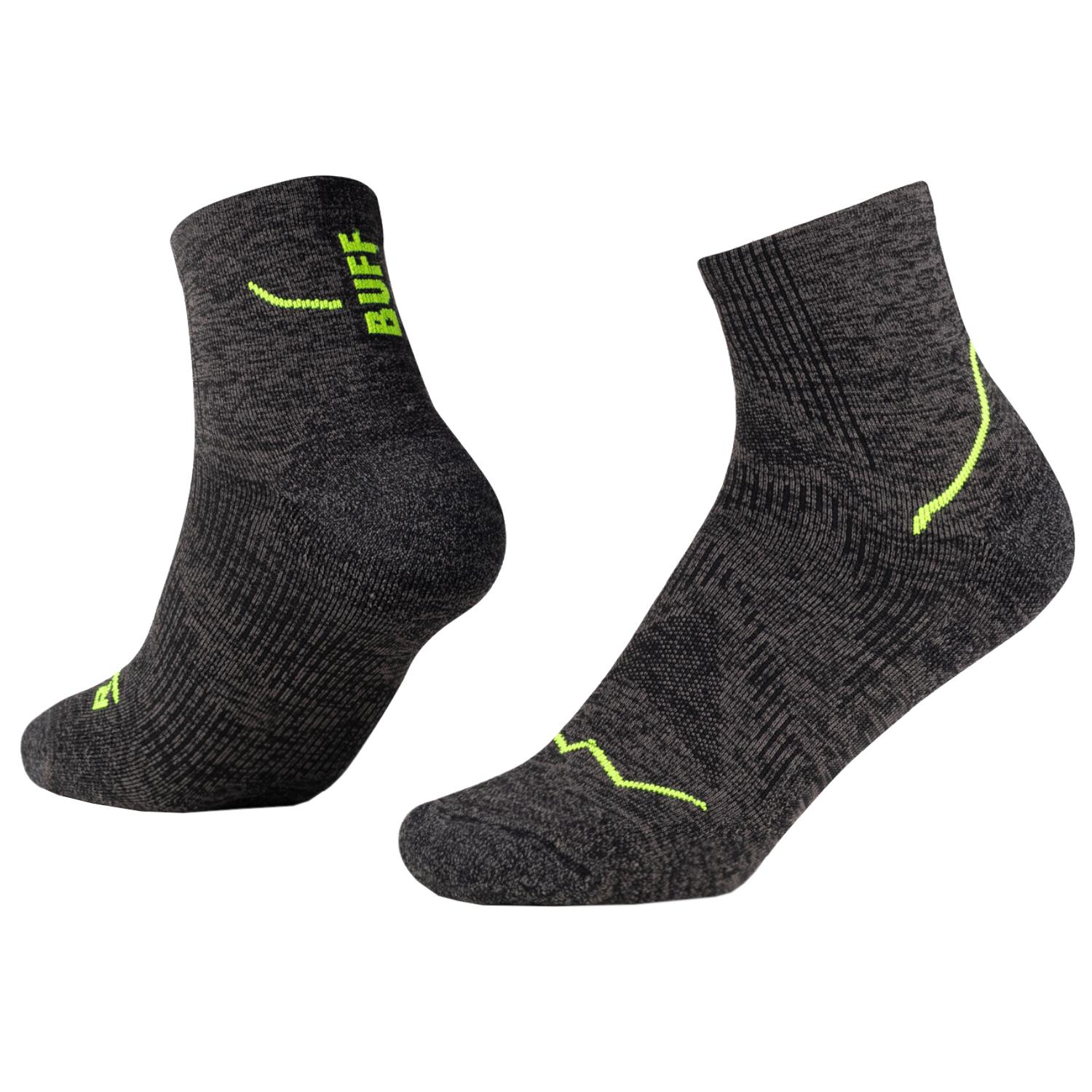 BUFF DryFlx Viertelsocken, Unisex schwarze Socken 45-47 schwarz