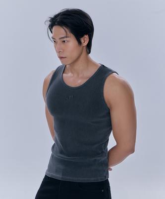 NINEZ Pigment Washed Ribbed Sleeveless