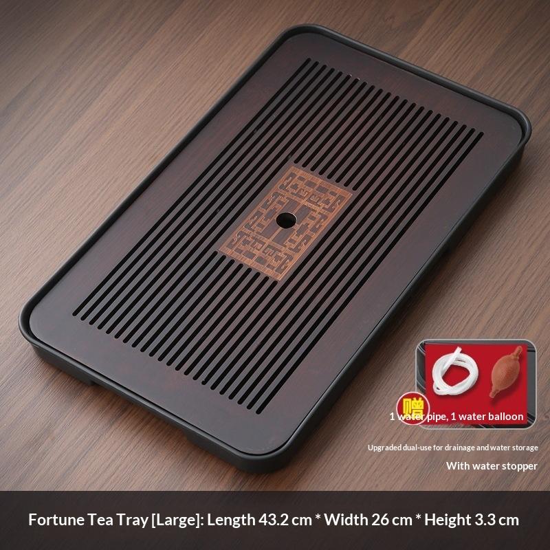Double-Layer Wooden Tea Tray Engraved Floral Rectangular Food Safe Wood Tray Ideal for Home Tea Party Gifting Occasions