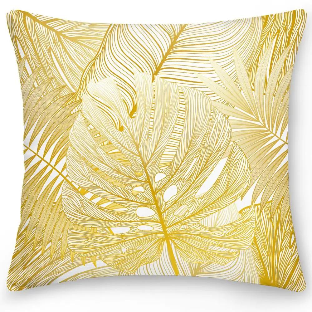 Color Feather Cushion Cover Pillow Office Sofa Car  Double-sided Tropical Leaf