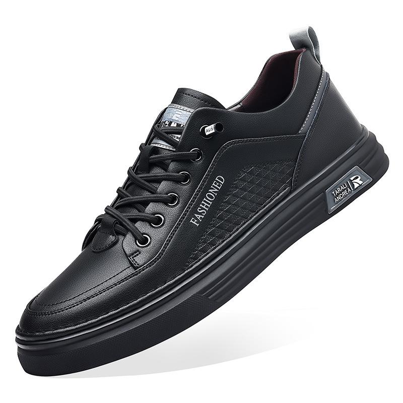 Men's Shoes Business Casual Leather Shoes Men's Cowhide Soft Sole Non-slip Trend Korean Version of Little White Shoes Low-top Board Shoes