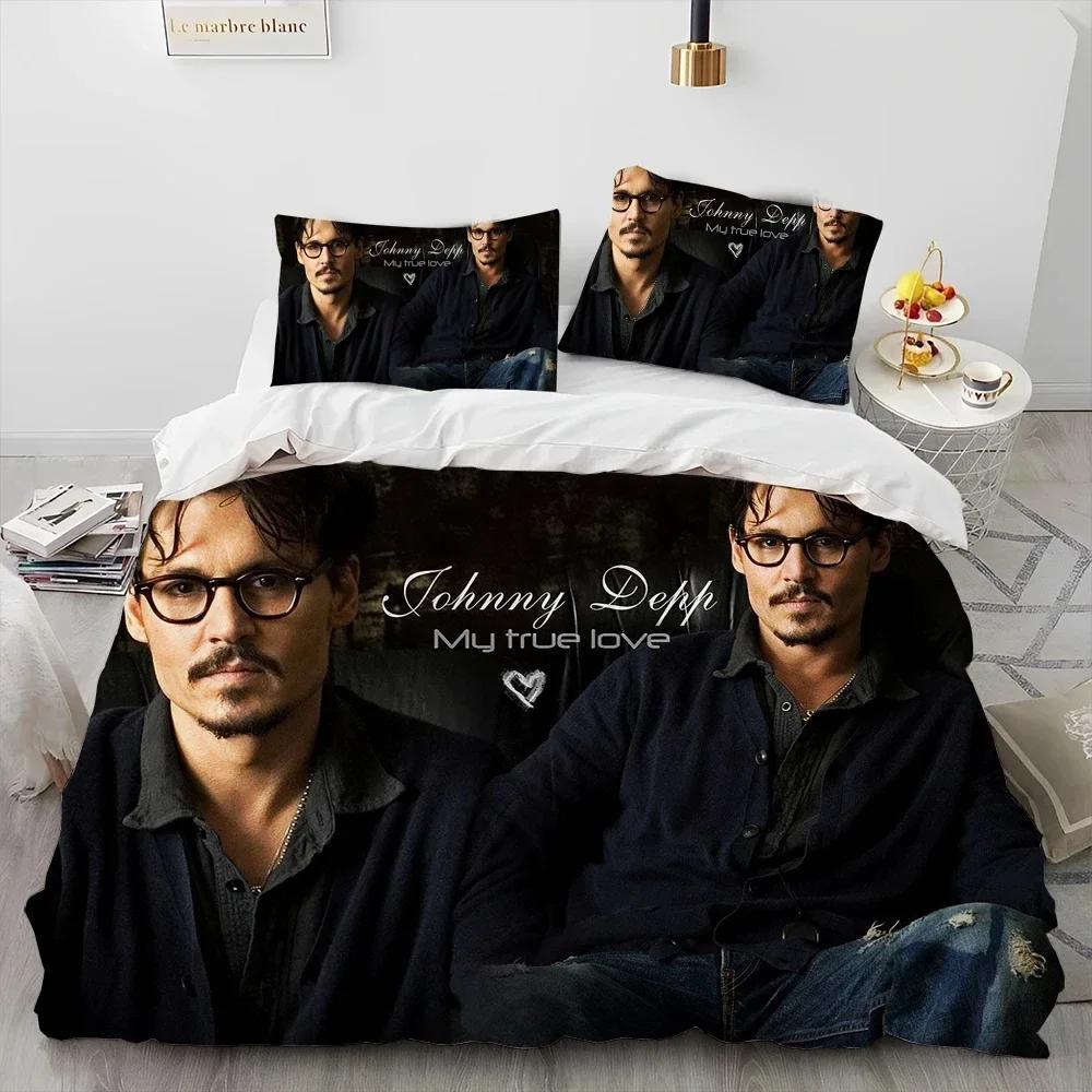 3D Printing Johny Dep Series Warm Comforter Beding Set,Soft Duvet Cover Bed Linen Set Comfortable Quilt Cover Pilowcase,king Quen Sized Dimensions