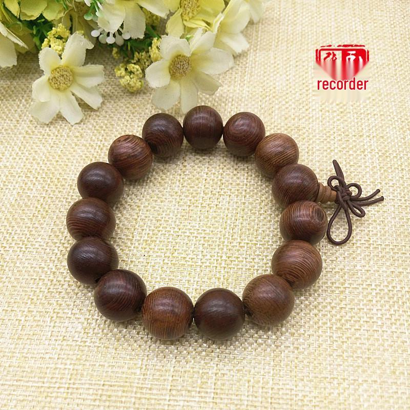 Ethnic Rosewood Wooden Prayer Beads Bracelet - Single Loop, Wood Carving