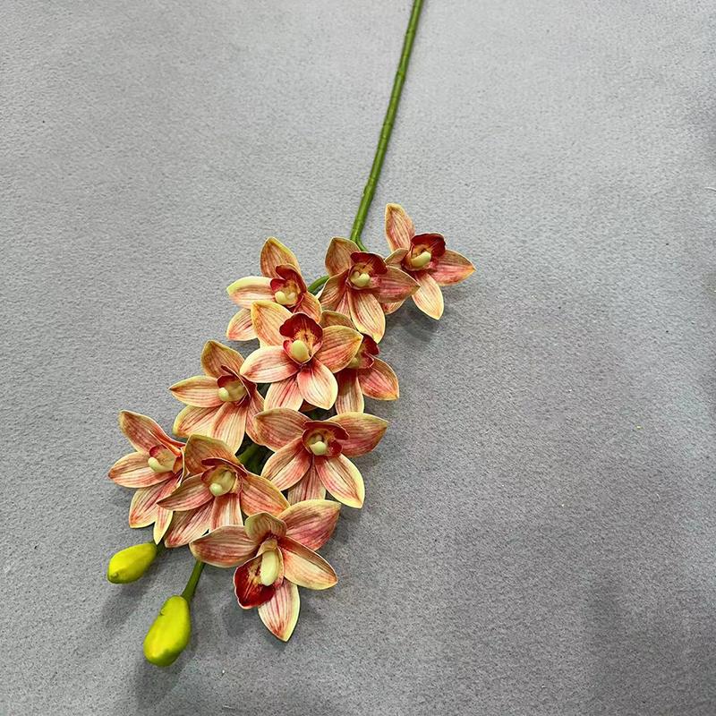 Artificial Cymbidium Hookerianum 10 Heads Simulated Vanda Cymbidium Tropical Phalaenopsis Tiger Orchid Plant